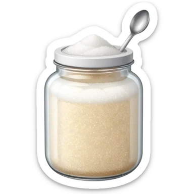 Jar of white sugar with spoon sticker