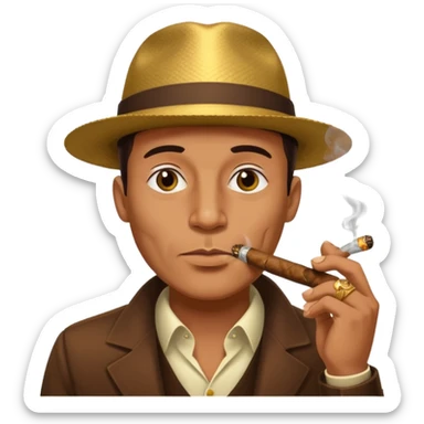 guy smoking cigar with grills sticker