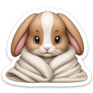 Floppy-eared bunny cozy in blanket  sticker
