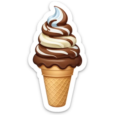 Chocolate vanilla swirl soft serve ice cream cone sticker