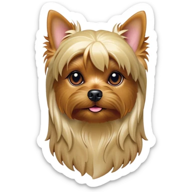Cinematic Noble Yorkshire Terrier Portrait Emoji, Exuding refined charm and dignified poise, with a lustrous, silky fur in rich, deep hues, alert eyes and a confident expression, simplified yet exquisitely detailed, glowing with a soft, aristocratic radiance, high shine, embodying intelligent grace and classic elegance, soft glowing outline, capturing the essence of a regal Yorkshire Terrier ready to rule the screen with effortless sophistication! sticker