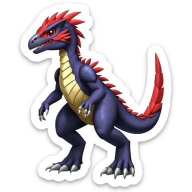 Dark Furry feather-mane Cool Edgy shiny Digimon-Fakemon-Guilmon-Velociraptor-Dinosaur-Drake full body   sticker