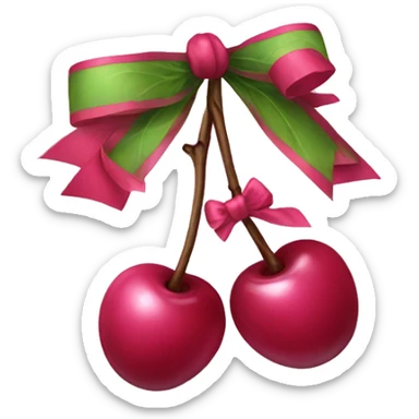 aesthetic cherry with bows sticker