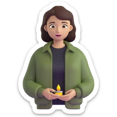 dark olive green jacket over a lighter green top sticker