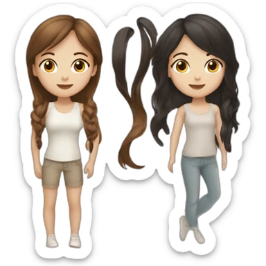 3 girls one with long black hair one with dark red brown hair and one with light brown hair sticker