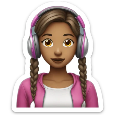 Pretty girl with headphones and a lollipop in her mouth sticker