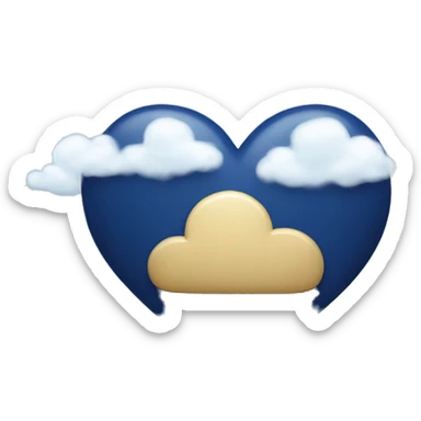 navy blue heart with clouds around it  sticker