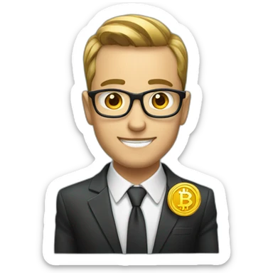 A Businesman with crypto coin sticker