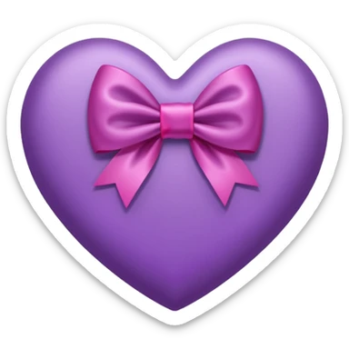 Purple heart with bow sticker