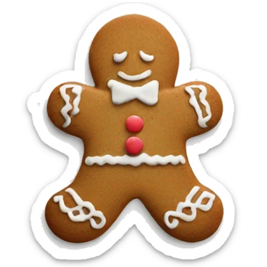 Simple Gingerbread biscuit with frosting decorations on a white plate  sticker