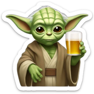 Yoda qui bois une bière sticker