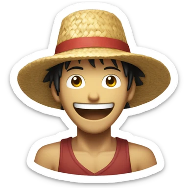 Smiling emoji wearing the Straw Hat from one piece  sticker