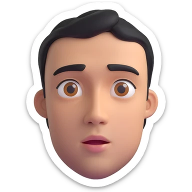 3D-rendered head of a man gazing upward, deep in thought, realistic face, smooth shading, soft lighting, only the head, no body, white background, high detail, emoji-style, volumetric sticker
