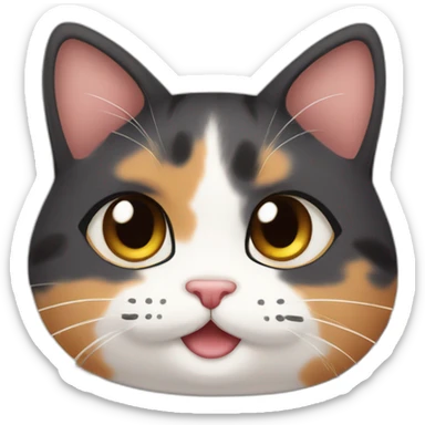 cute calico cat with chubby cheeks sticker