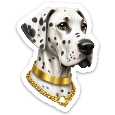 Spotted Great Dane with gold collar sticker