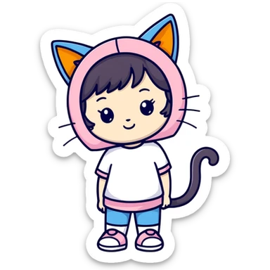Child with cat ears sticker