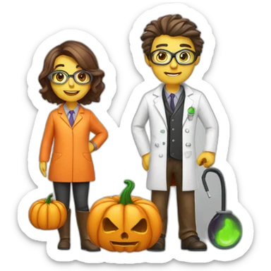 Halloween-scientist-chemist-biologist-and-pumpkin sticker