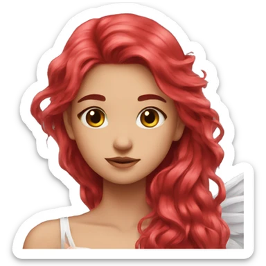 big wings, rose, Beautiful, fairy, red, long hair sticker
