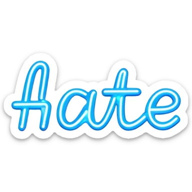 Blue neon sign with the word hate sticker