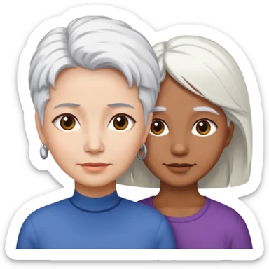 Madre con pelo blanco y hija adulta morena sticker
