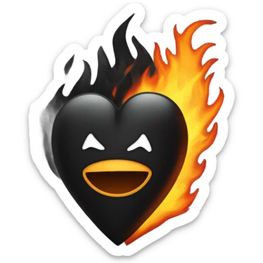 Black heart with black fire sticker