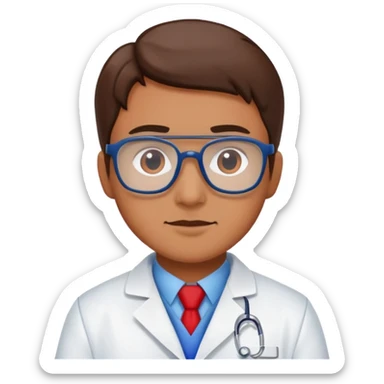 a scientist in a white coat in the colors of the American flag sticker