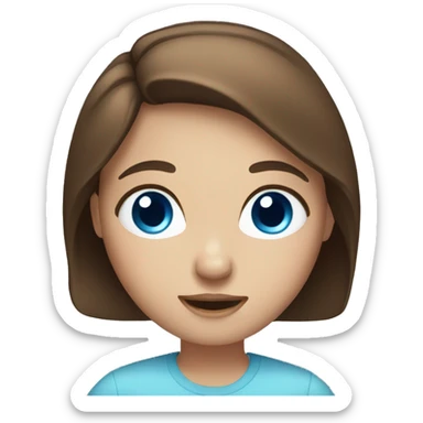 girl with brown hair with blue eyes sticker