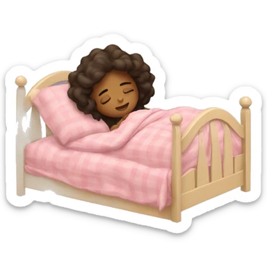 A wavy girl sleeping in her bed sticker