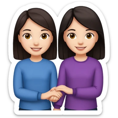 Two friends holding hands girls dark hair sticker