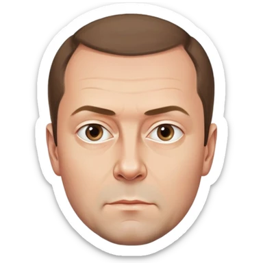 Dmitry Medvedev, round face, polished and smooth, realistic facial features, serious expression sticker