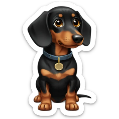 Dachshund negro atigrado con collar sticker