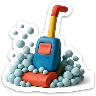 carpet shampooer with lots of playful claymation bubbles, no background sticker
