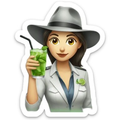 argentine girl investigator drinking mojito sticker