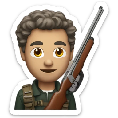 man with a shotgun sticker