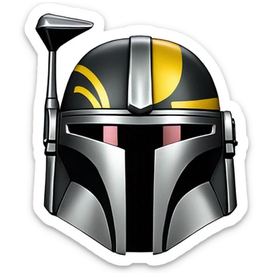 Mandalorian helmet black and yellow with antenna sticker