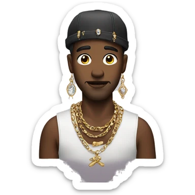 male portrait with jewelry rapping sticker