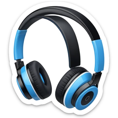 A side profile view of a pair of Black and blue and white wireless headphones sticker