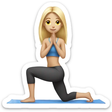 Blonde girl long hair doing yoga sticker