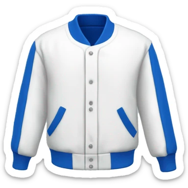 a blue baseball jacket with white sleeves piece of clothes item only sticker