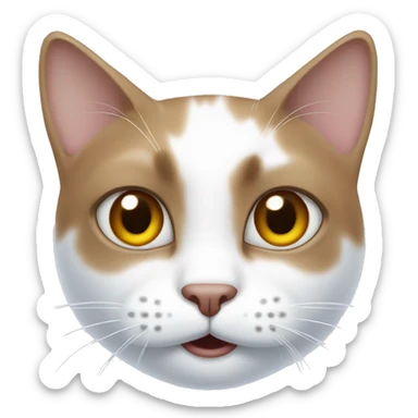 White cat with a brown spot in its face being funny sticker
