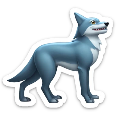 Shiny Wolf with a shark tail and a shark fin on back Full Body sticker