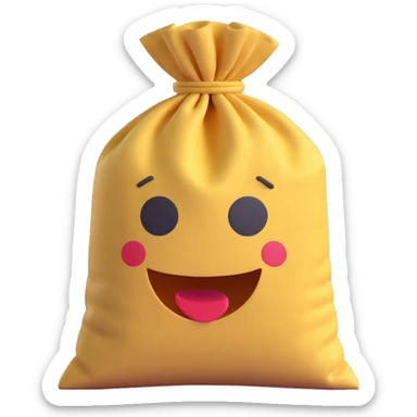 3D flour sack, soft fabric texture, 3D emoji style sticker