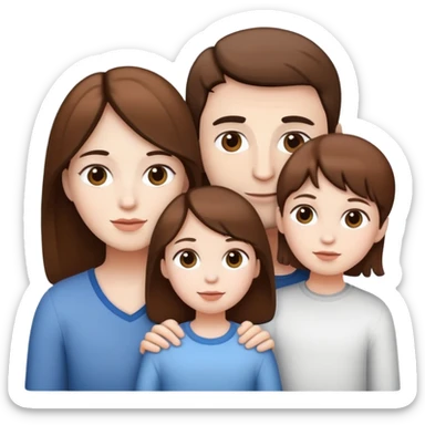 family of three, all white skin and brown hair sticker