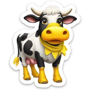 cow dressed up as a duck sticker