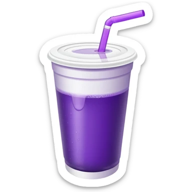  White styro cup without straw eith purple juice inside visible from the top only sticker