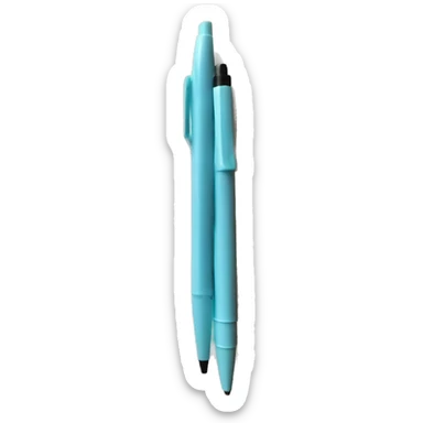 Light blue notebook with pen sticker