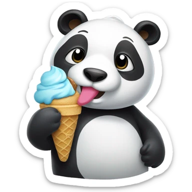 Panda eating ice cream sticker