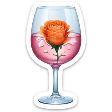 Pink wine on ice with an orange carnation sticker