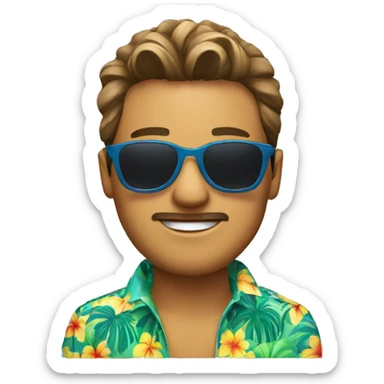 man with sunglasses and a Hawaiian shirt sticker