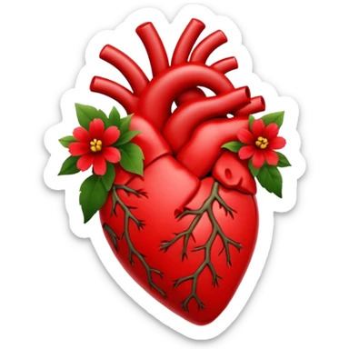 Real heart with made my red flowers tiny sticker